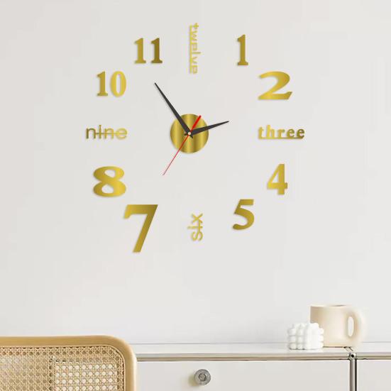 Rahmenlose Acryl 3D Wanduhr Modern Geräuschlos DIY Heim Büro Schlafzimmer Wohnzimmer Innen Digital Analog Uhr Dekoration