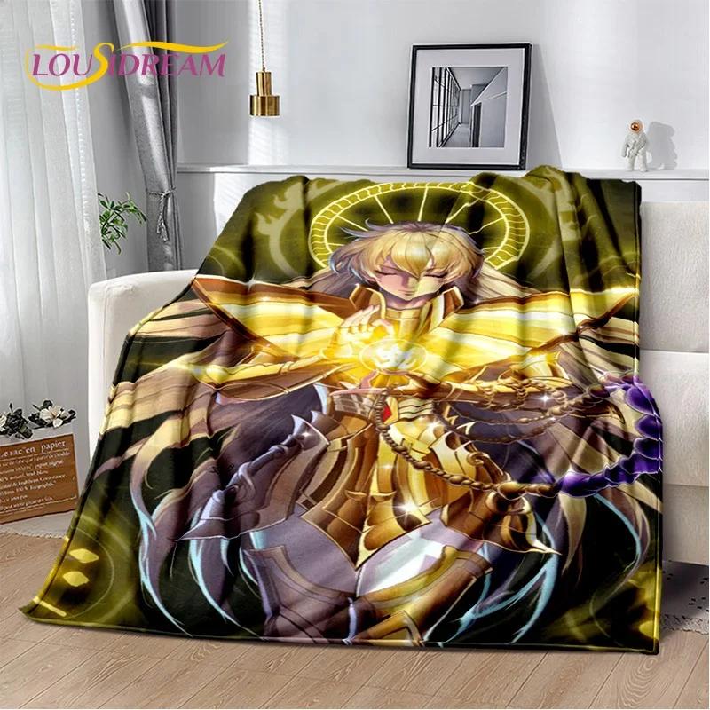 Animacinis Saint Seiya 3D Retro Anime HD Minkšti pledai, Šiltas flanelinis pledas piknikui, lovoms, sofai, namams, miegamajam, dovanos vaikams