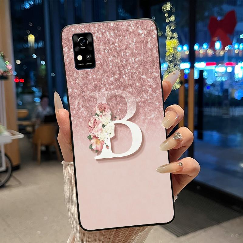 

Trendy Fashion Couple Letter With Flower Phone Case For ZTE Blade A31 Plus/Optus X Sight 2 Soft Silicone Black Case ZTE Blade A31 Plus