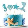 Little Mermaid Happy Birthday Cake Topper Mermaid Party Cupcake Toppers Girl Baby Shower Kids Birthday Party Wedding Decoration