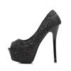 Women's Sequin Peep-Toe Platform Stilettos - High Heel, Waterproof, Sexy Nightclub Shoes