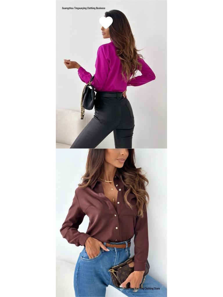 Autumn V-Neck Solid Color Women's Blouse