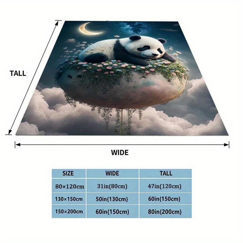 Contemporary Knitted Polyester Flannel Panda Blanket - Digital Print All-Season Bedding, Tear Resistant, Hand Wash - Versatile
