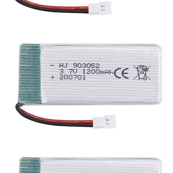 Sada 3 LiPo baterií 3,7V 1200mAh pro RC drony | Kompatibilní se Syma X5SC X5SW, WLtoys K989 | Lehké a výkonné, stříbrné