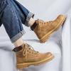 Men's 2025 Summer High-Top Leather Martin Boots - British Style, Yellow, Ideal for Outdoor Work