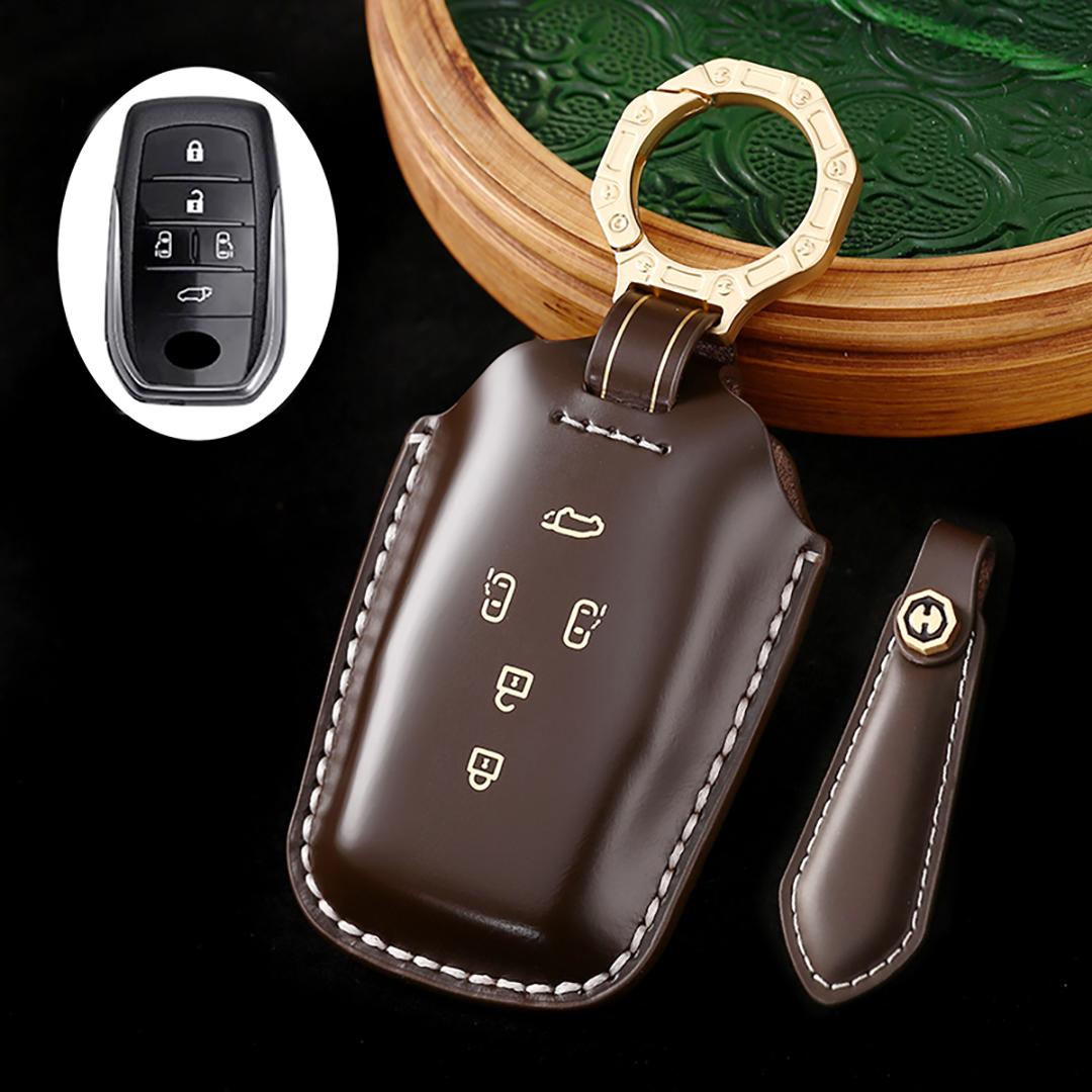 

Toyota Vellfire Alphard Sienna Granvia Handmade Cowhide Car Key Cover car key case 5 Keys чорний