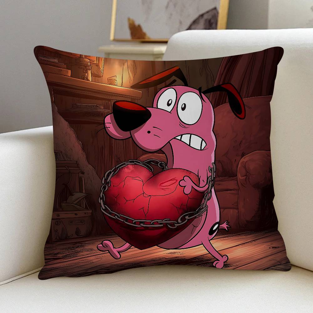 Cute Courage The C-Cowardly Dog Cushion Cover Car Throw Pillow Case For Sofa Car Christmas Gift 40x40cm 45x45cm