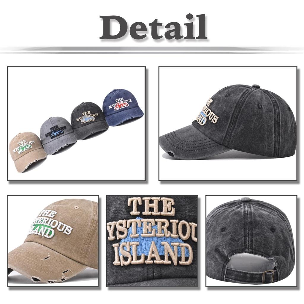 Baseball English CZA438 [White Fang] Hat, Cap, Cap, Embroidered, Letters, Distressed, Sports, Casual, Men's, Women's, (Black)