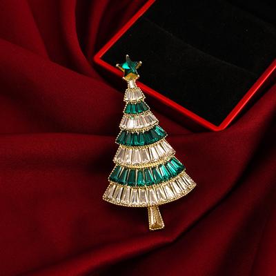 Exquisite Japanese and Korean Zircon Wishing Tree Brooch Gift Accessories Suit Pins