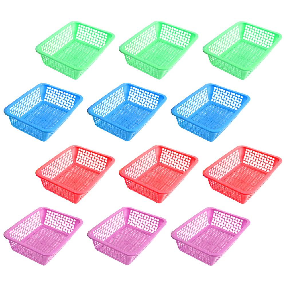 12 Stück Obst Brotkörbe Rechteckig Kunststoffkorb Retro Brotausstellungskorb Kreativer Korb Dekokorb