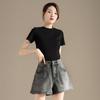 RAIN.CUN Women's Slim-Fit Round Neck Short Sleeve T-Shirt