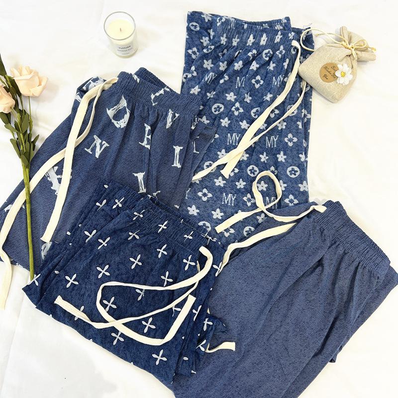 2025 Summer Fashion Imitation Denim Straight Cool Trousers High Waist Hundreds Of Thin Wide-legged Trousers Loose Thin Ladies Casual Trousers