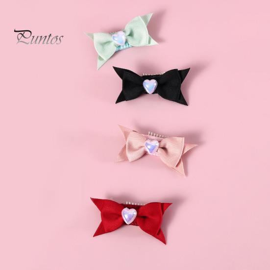 4Pcs Pet Hair Clip Love Faux Pearl Bow Decoration Small Puppy Cat Hair Clip Pet Hair Accessories for Daily Wear Photos
