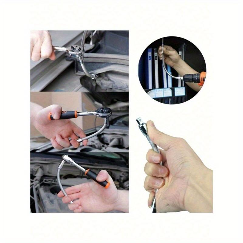 1pc 1/4" Flexible Socket Adapter, Extension Rod Ratchet Wrench Drive Socket For Electric Drill Tool Accessories, Tools For Men