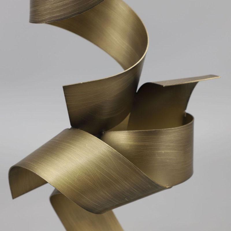 Creative Marble Base Metal Ribbon Geometry Crafts Sculpture Ornaments Home Room Table Aesthetics Twist Statue Desk Decoration