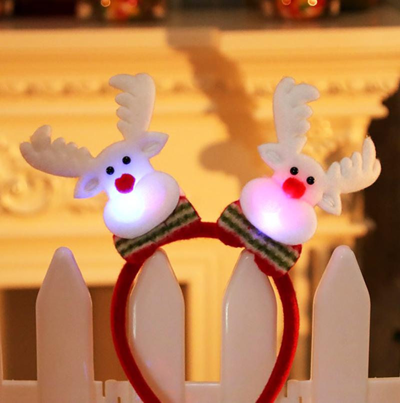 Bentiță de Crăciun Moș Crăciun Coarne de Elan Ren Bentiță Cosplay Urechi Ornamente Luminoase cu LED Petrecere Accesorii de Păr de Crăciun