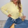 Europe and the United States Hot-selling Women's Clothing Autumn New Fashion Loose and Versatile Short Long-sleeved Woolen Cardigan Top