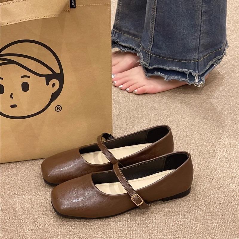 Gentle evening shoes Mary Jane women's shoes spring and autumn new models with skirts low heels small leather shoes flat single shoes