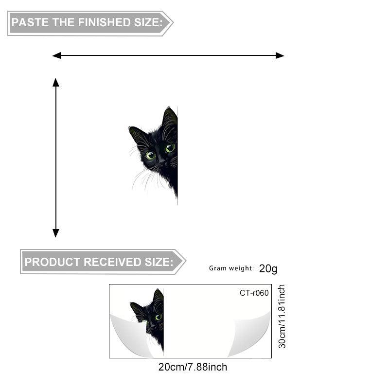 Cartoon Schwarze Katze Statisch Haftend Fensteraufkleber Abnehmbar Selbstklebend für Balkon Schlafzimmer Glas Heimdeko Kunst