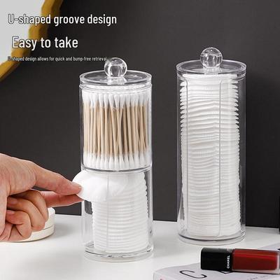 Doppelschichtiger transparenter Wattestäbchenhalter: Großvolumig, Kreativ, Schlichtes Design für Make-up und Zahnstocher