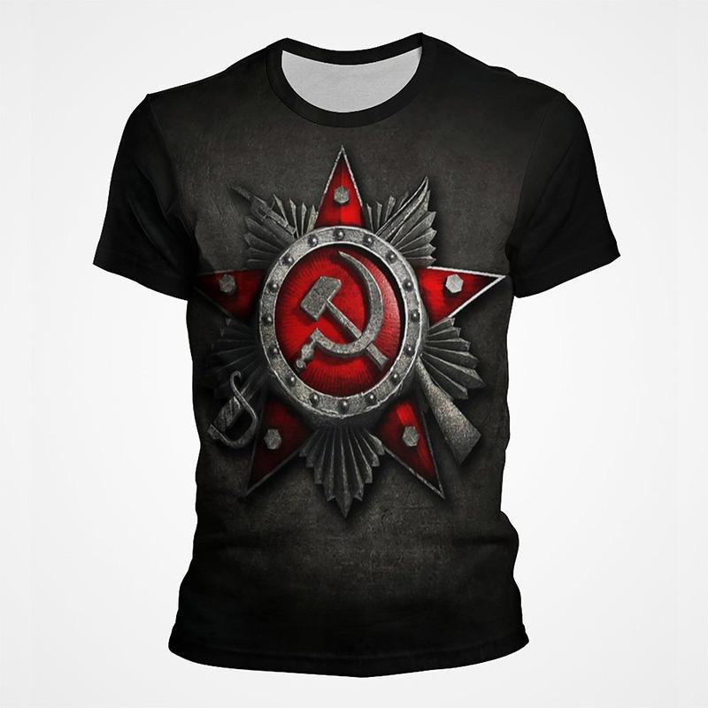 Russian Flag Logo Graphic T Shirts CCCP Banner 3D Printed T Shirt for Men Military T-Shirt Streetwear Casual Tee Tops