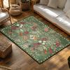 Green Floral Bohemian Area Rug, Multicolor Pattern Non-Slip Carpet, Cozy Living Room Mat for Natural Home Decor