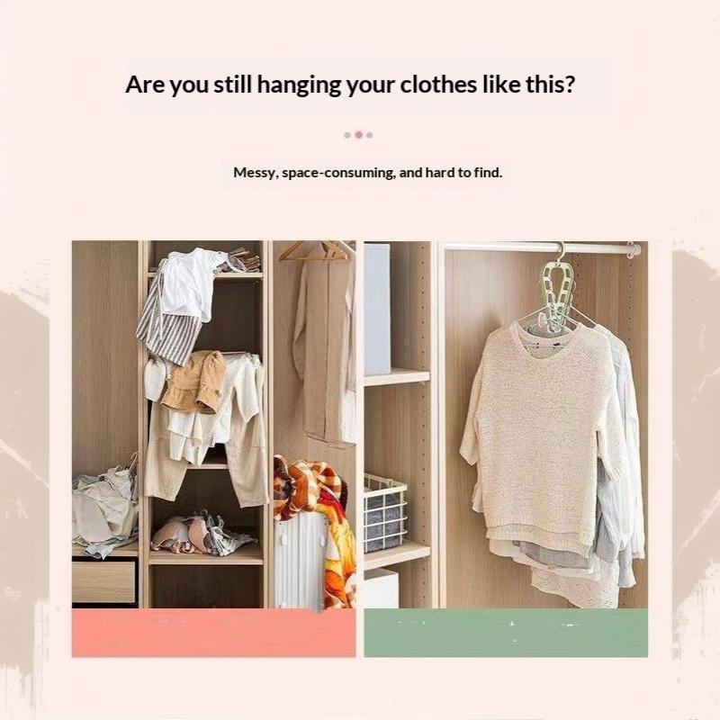 2Pcs 9 Hole Magic Clothes Hanger Closet Organizer Space Saving Multifunction Drying Racks Wardrobe Scarf Storage