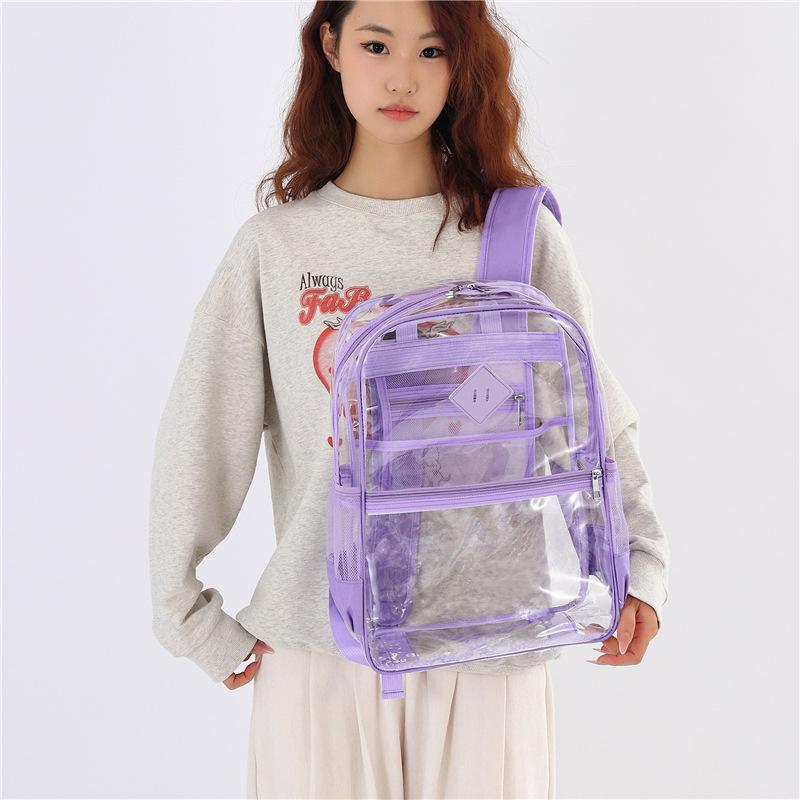 Schoolbag wholesale PVC explosion waterproof transparent backpack new PVC large capacity student bag computer bag