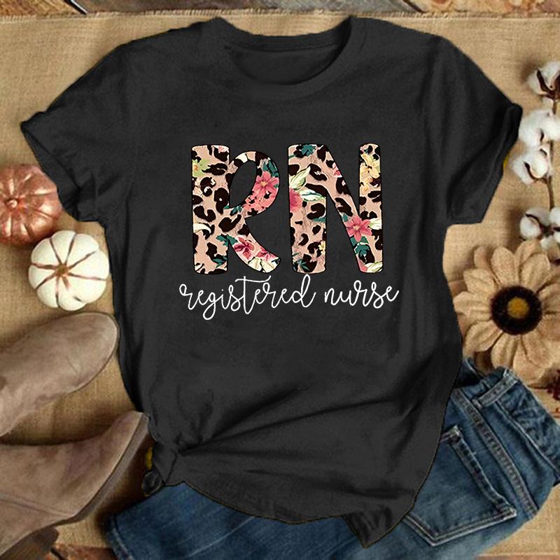 Moda Dia Internacional dos Enfermeiros RN Enfermeira Registrada Estampa Camiseta Gráfica Unisex Moda Casual Camiseta de Manga Curta