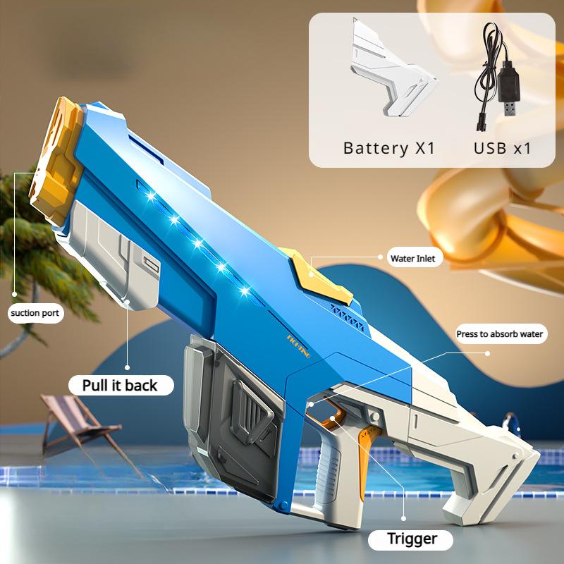 Electric Water Gun Automatic Continuous Shooting Water Gun Large Capacity Rapid Shooting Summer Beach Pool Toy Pink Gun Boy Gift