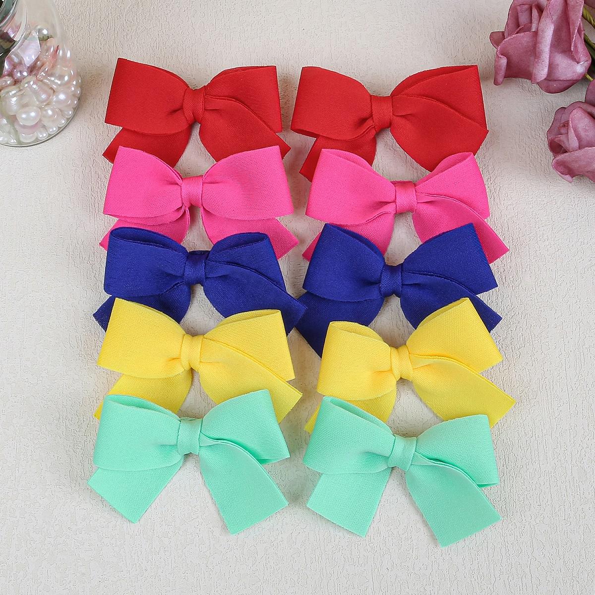 

10pcs Fabric Hair Bows with Clips Cute 3.5 Hair Bows Hairpin Barrettes Hair Clip Headwear Children Kids Hair Accessories