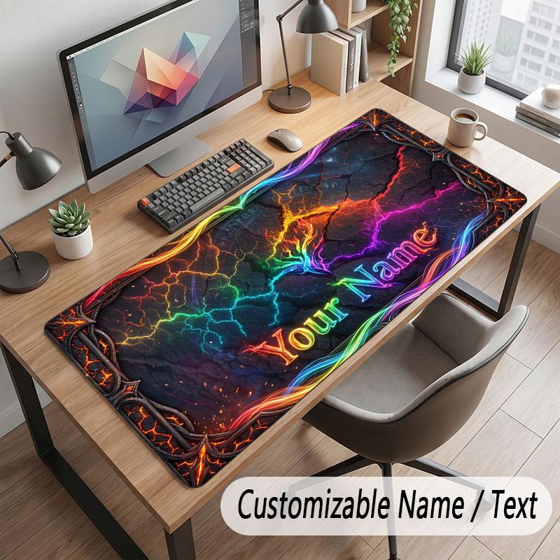 City Cyberpunk Theme Customized Mouse Pad Personalized Print Name Text Desk Mat For Home Office Table Decor