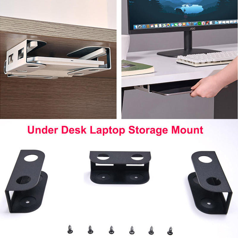 Under Desk Laptop Mount Holder Adjustable Ergonomic Notebook Tray with Slide-out Keyboard Storage