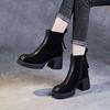 Frosted leather thin boots women's autumn and winter 2025 new Chelsea velvet fashion boots thick heel high heel fashion short boots