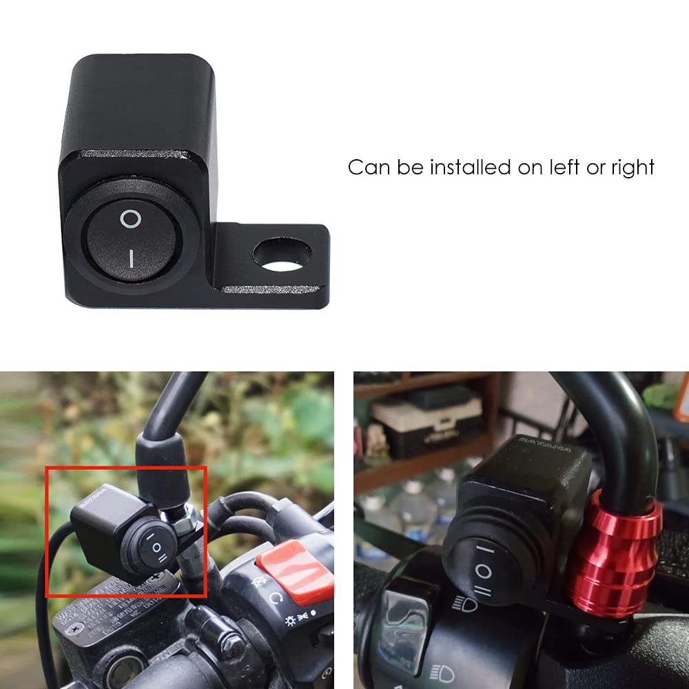 CNC Motorcycle Handlebar Switch for ATV 12V Light Overload Protection Bikes, ON/OFF Headlight/Fog Switch, Waterproof,