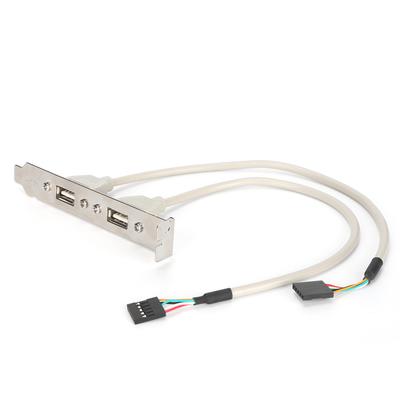Front Panel Expansion 2 Ports USB 2.0 Plug and Play with Slot Plate Bracket Panel Cable Adapter