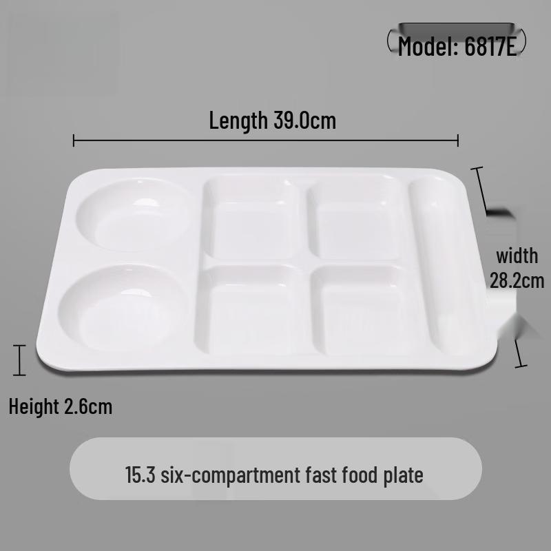 Melamine 6-Compartment Fast Food Tray