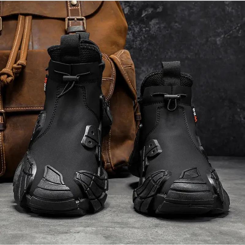 Men's Work Boots Anti-Slip Waterproof Spring Autumn Construction Site Men Boots Sports Shoes Round Toe Boots for Men