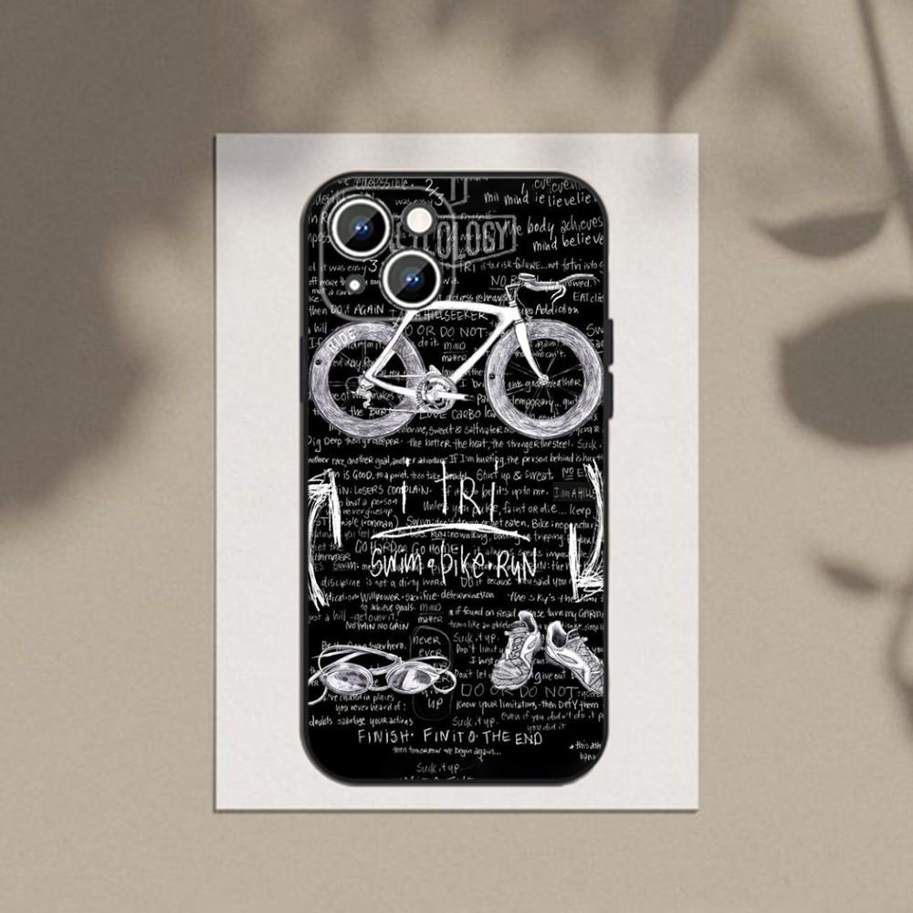 

Swim Bike Run Triathlon Phone Case For Apple iPhone 15,14,13,12,11,XS,XR,X,8,7,Pro,Max,Plus,mini Silicone Black Cover iPhone15