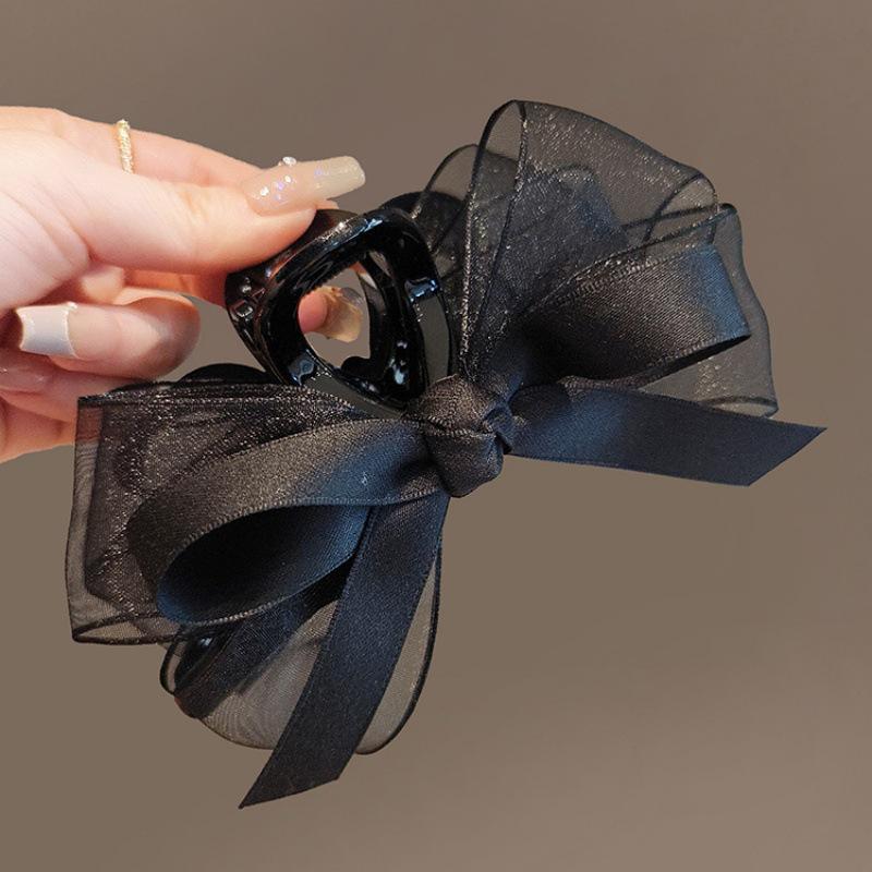 Women's Bowknot Claw Clip: Small & Medium Sizes, Ideal for Little Hair & Half Updos