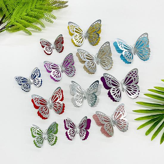 6Pcs Self Adhesive Butterfly Wall Sticker Waterproof PVC Wall Decals Double Layer DIY Wall Art Stickers for Living Room Bedroom Bathroom