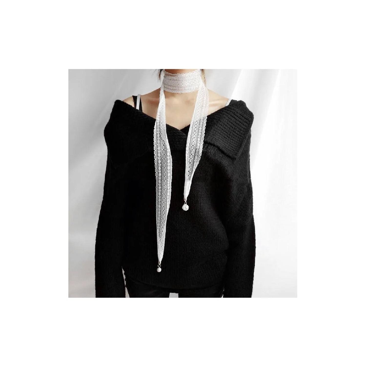 

Винтажное многоцелевое кружевное колье белого цвета, ожерелье с шарфом