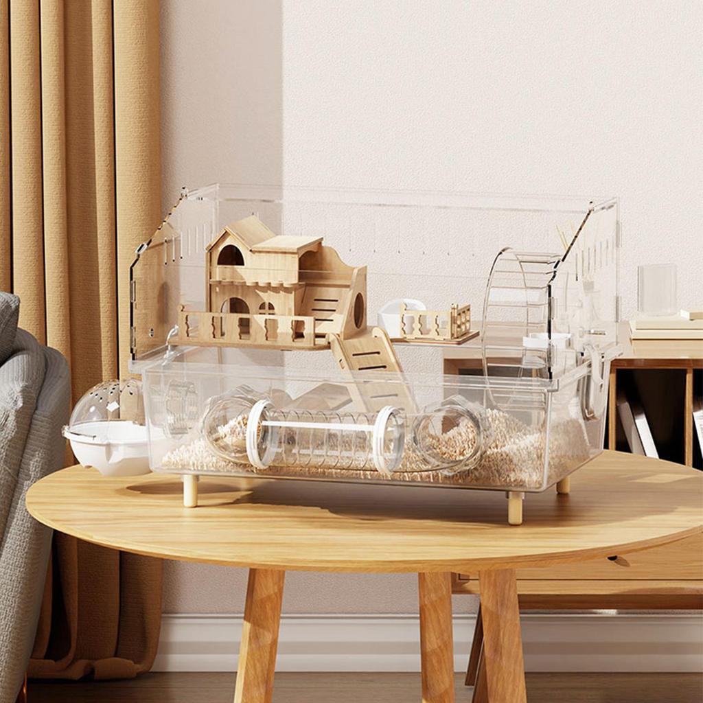 Acrylic Pet Habitats Hamster Hamster Cage 1-Layer Clear Enclosure With Accessories Luxury Villa For Syrian Dwarf Gerbil Mouse