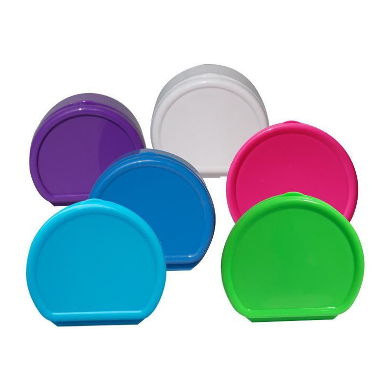 Multi Color Denture Bath Case Leak Proof Lid And Drain Basket For Retainer Storage Oral Care Travel
