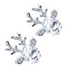 Christmas Elk Shape Earrings Women Girls Xmas Rhinestones Crystal Ear Clip 