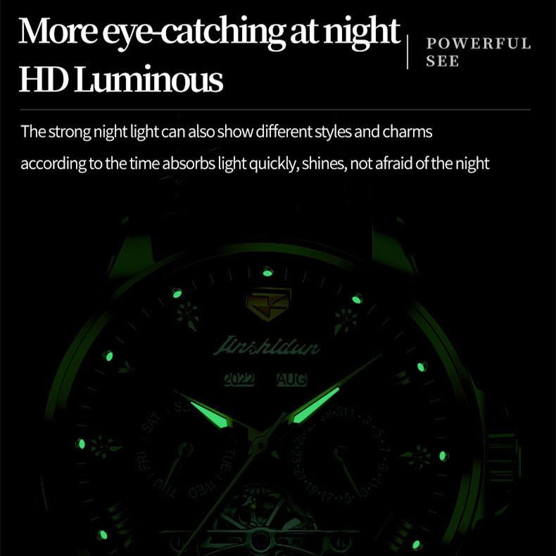 JINSHIDUN New Business and Leisure Men's Watch Tusso Multi -function Fully Automatic Mechanical Complex High -end Watch High -end Watch
