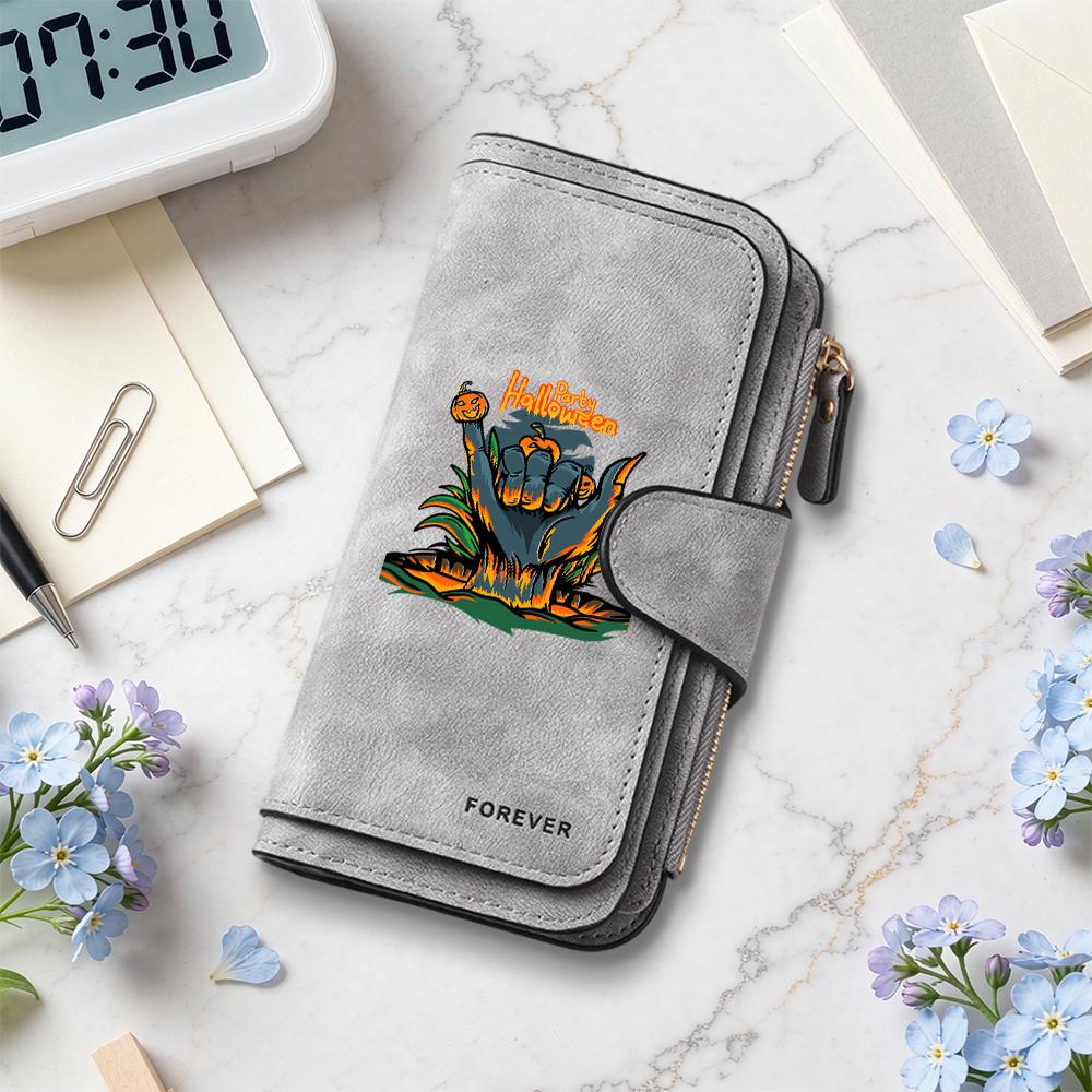 Halloween Print Long Wallet Fashion Multi Slot Card Holder Portable Purse