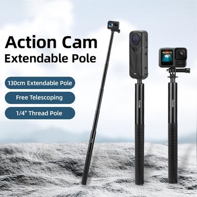 FLYMILE Action Camera Selfie Stick 5-Section Telescopic 1.3m Aluminum Alloy Extendable Pole
