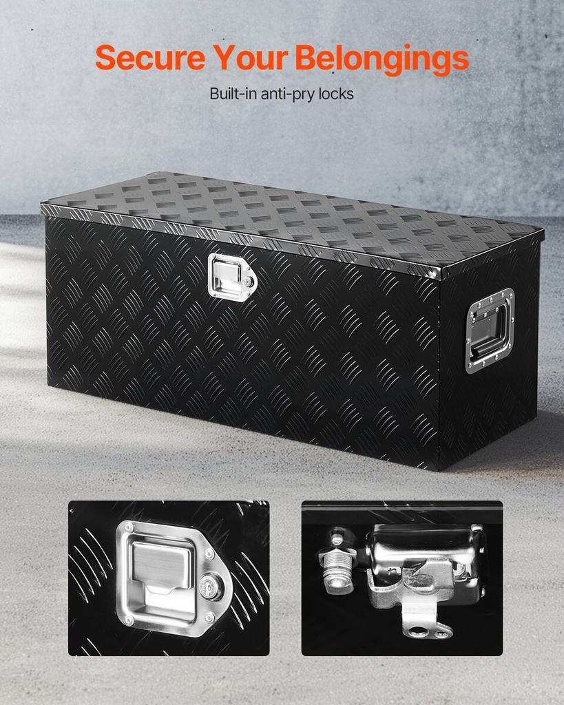 35.4"x14.6"x14.6" Heavy Duty Aluminum Truck Bed Tool Box for Pickup Black