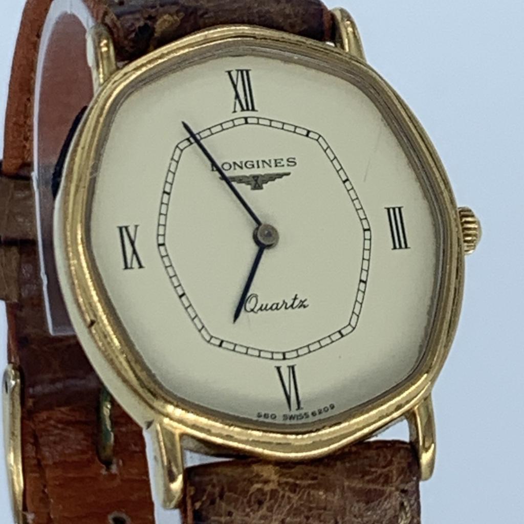 New Batteries Working Good LONGINES Quartz Men's Watch Octagonal Case Gold Dial Stainless Steel 2-Hand Lightly Cleaned